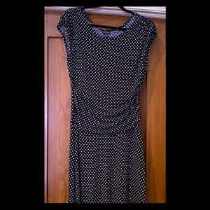 Black and white polka dot dress.